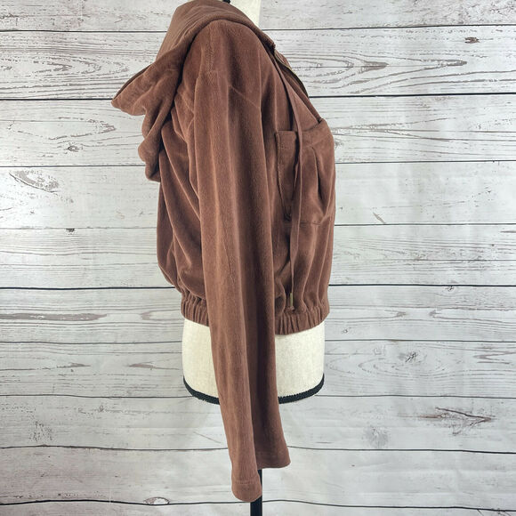 Young Fabulous & Broke Anthropology Small Cropped Jacket Velour Full-Zip Hooded - Picture 3 of 9